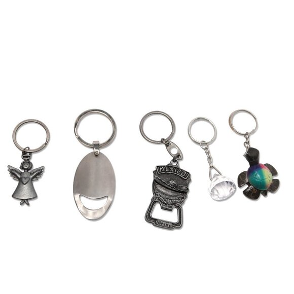 Keychain Lot of 5 Marble Turtle Crystal Mexico Bottle Opener Angel Collectables - Picture 1 of 8